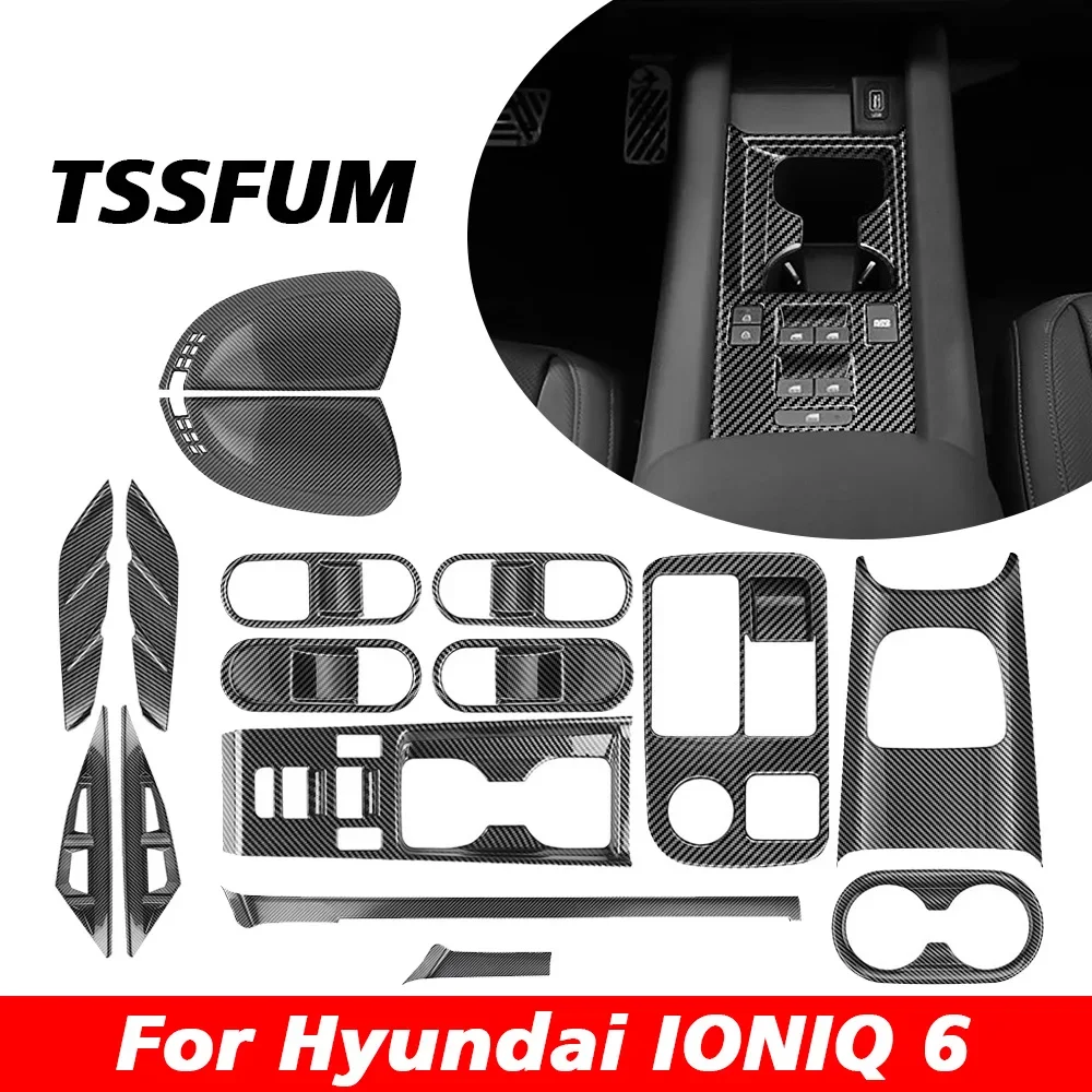 

Внутренний комплект из АБС-пластика из углеродного волокна, приборная панель, центральная консоль, панель переключения передач, наклейки для Hyundai IONIQ 6 2022 2023 2024 2025