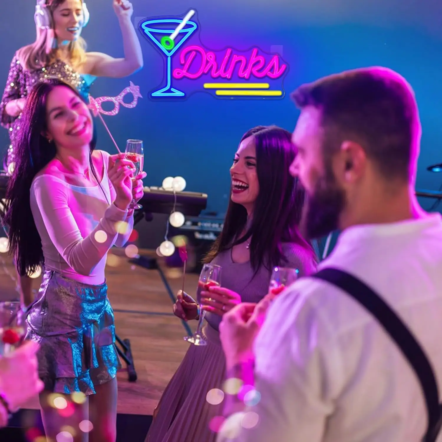 ドリンクネオンサイン調光可能カクテルネオンライトサイン、バー、パーティー、男の隠れ家、パブ、レストラン、ビストロ、部屋の壁飾り、男の子へのギフト