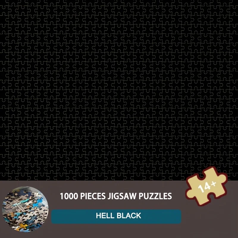 1000-Piece Hell Black Jigsaw Puzzle, 15×10 Inch (38×26cm), Dark Abstract Gothic Art with Intricate Patterns, Reference Poster