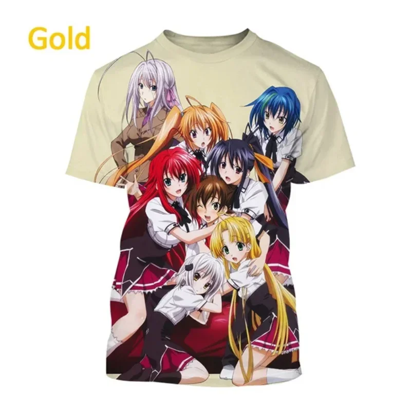 New Fashion  Trendy Anime Men\'s High School DxD 3D Printing T-shirt Casual Harajuku Street Short-sleeved Fashion Top