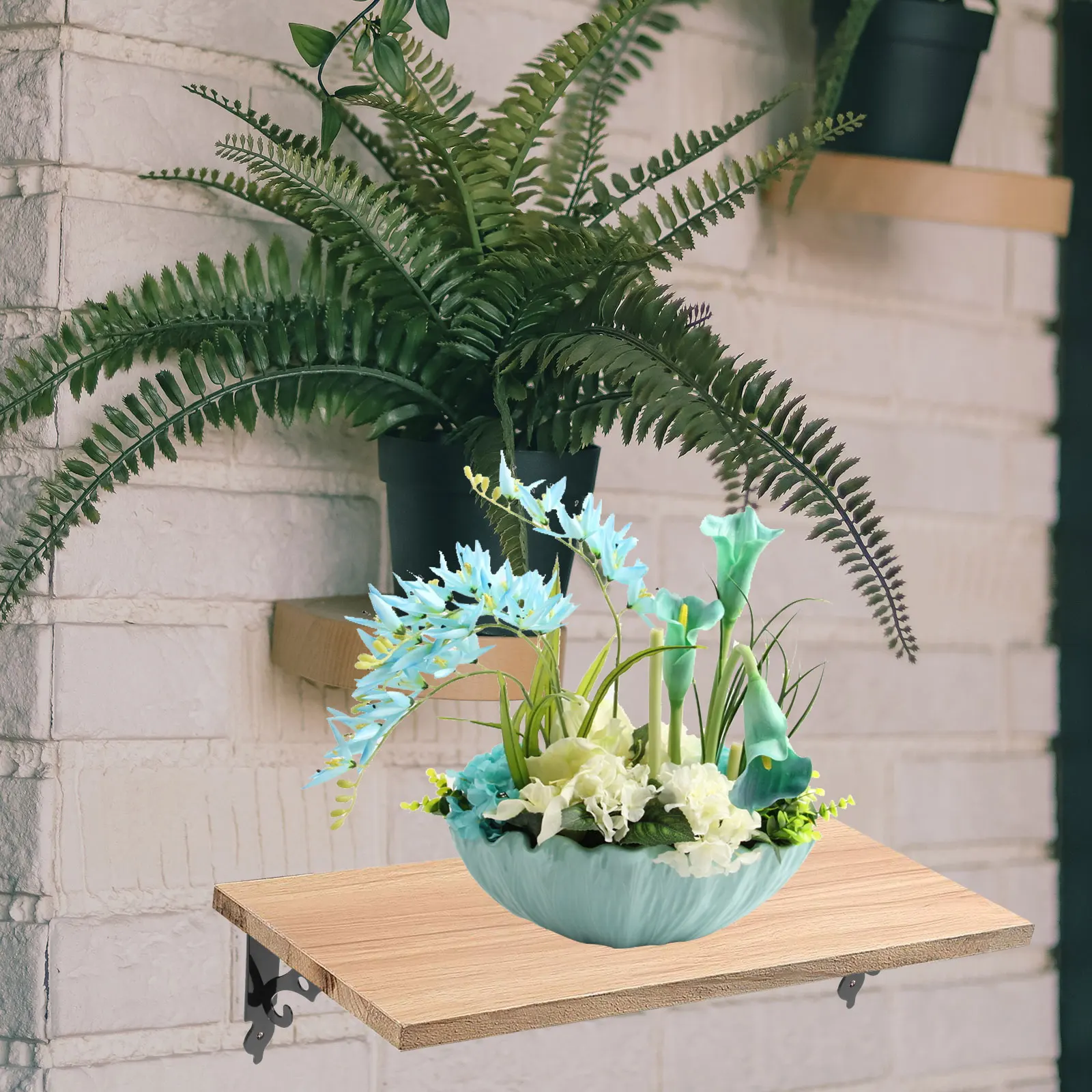 

2pcs Shelf Brackets Heavy Duty Thickened Iron Triangle Wall Mount Bookshelf Floating Rack Storage DisplayVintage Style