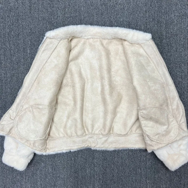 Unique Design Zipper Short Lace Shawl Imitation Mink Fur One-Piece Furry Coat Top 25 Autumn Winter New Faux Fur Jacket Outerwear