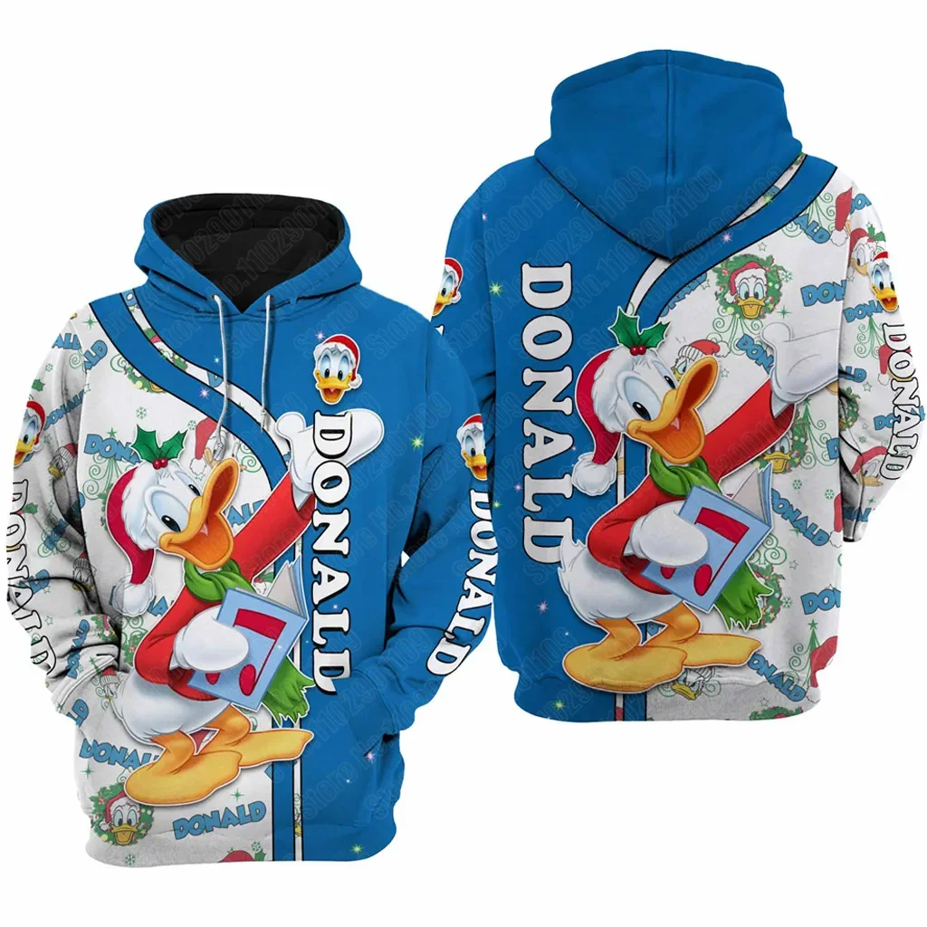 Christmas Disney Donald Duck Cartoon Men Women 3D Print High Quality Fleece Zipper/ Hoodies Pullover Tops Dropshipping