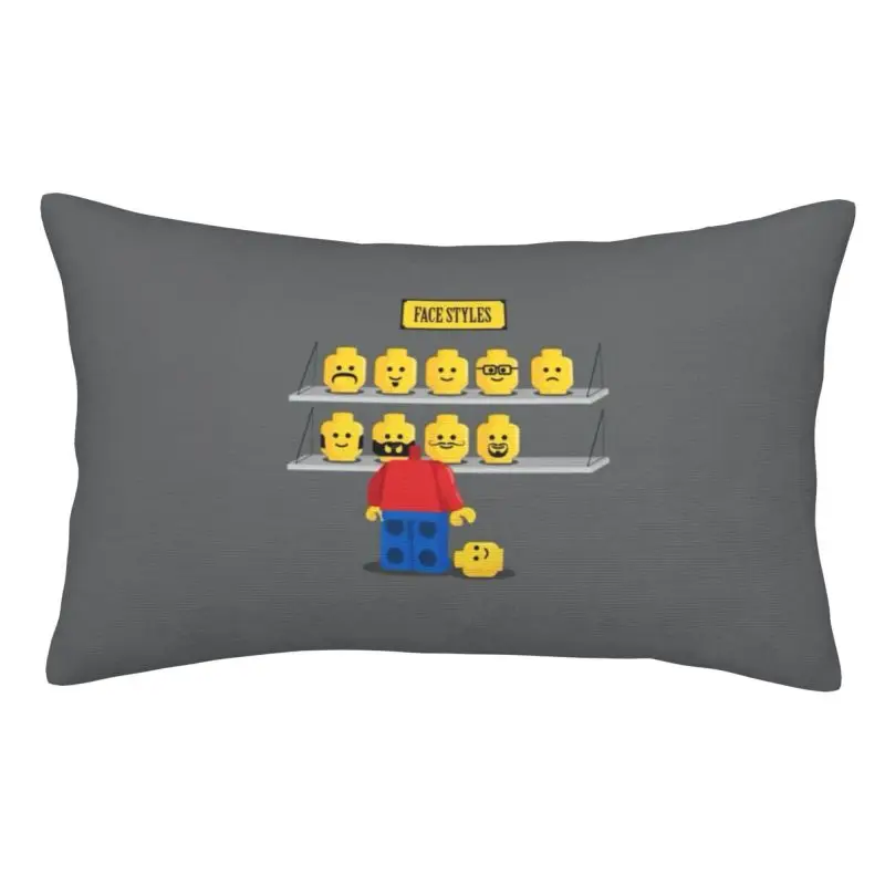 Custom L-Legoes Cartoon Pillow Case 50cmx35cm Building Block Cushions Cover Rectangle Pillowcase