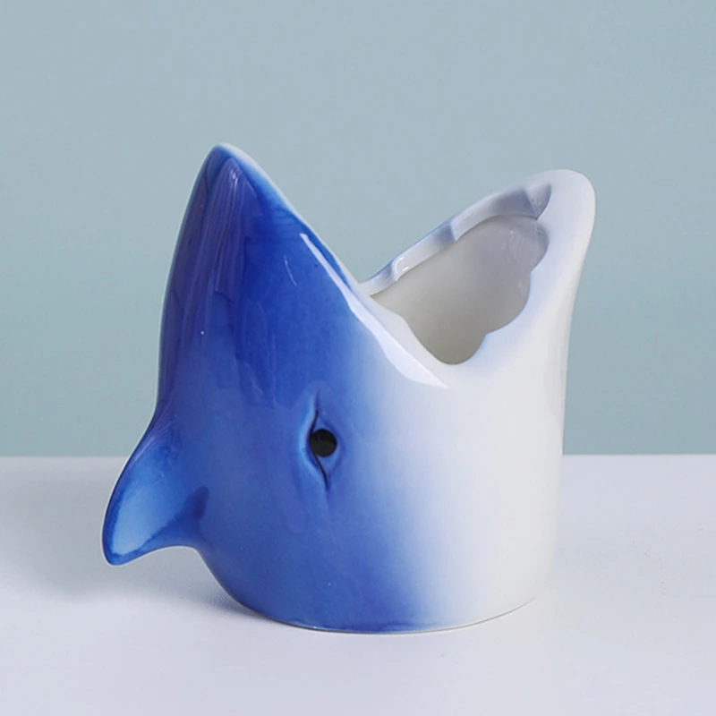 Marine Animal Flower Pots Blue Starfish Sharks Small Flower Pot Desktop Ceramic Glaze Flower Pot