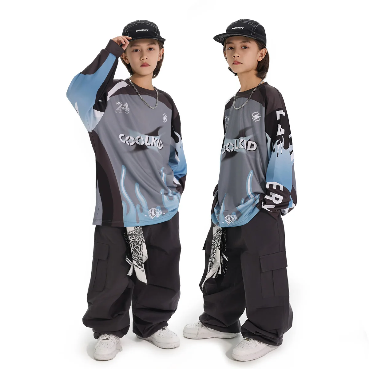 Loose Long Sleeve T-shirt Pant Clothes Street Dance Boys Jazz Dance Costumes Hip Hop Dance Performance Stage Clothing DN21863
