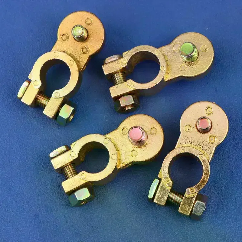 2Pcs M8 M10 Car Battery Terminal Wire Clamps Brass Positive Negative Top Post Connectors Battery Terminal Clips