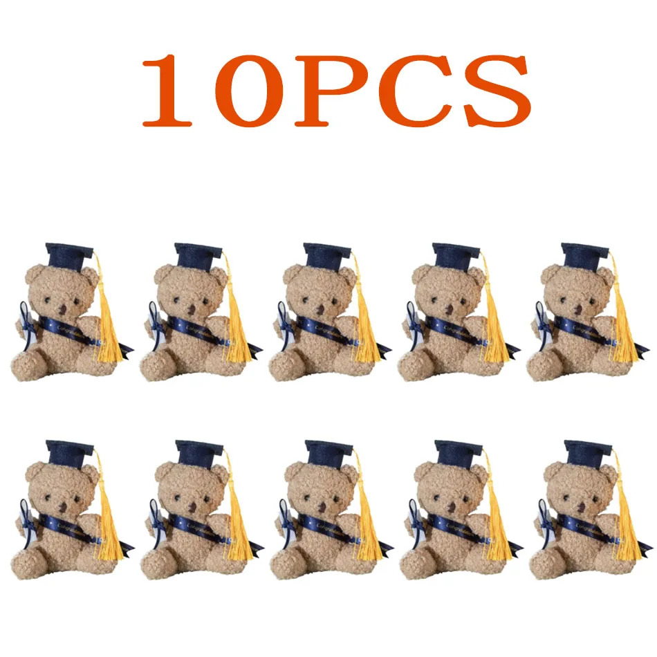1/10pcs 12cm Doctor Bear Plush Toy Graduation Stuffed Animal Doll with Cap and Gown Cute Student Graduation Educational Gift