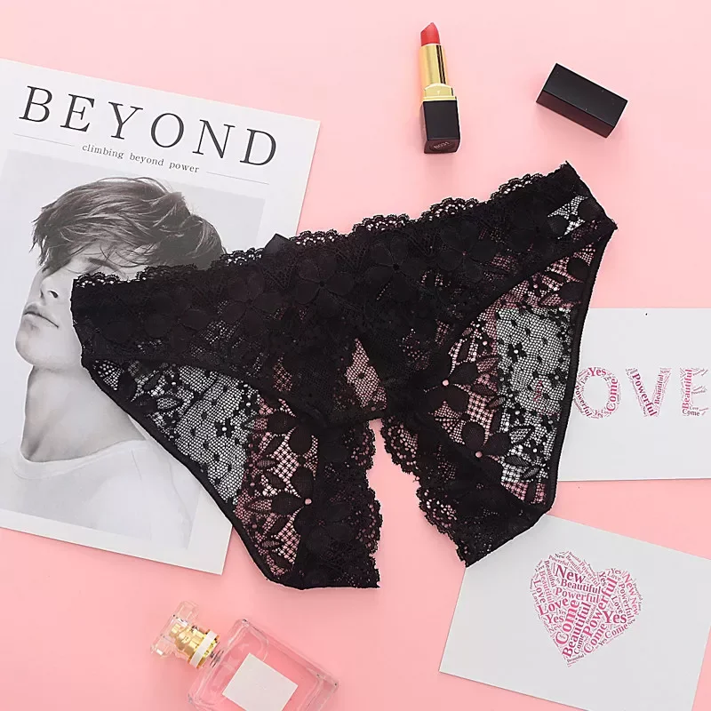 Sıcak Satış Bayan Dantel Samimi Seksi Kadın Aksesuarları Açık Kasık Külot Şeffaf Papyon Lingerie Kadın Kısa Iç Çamaşırı Seks