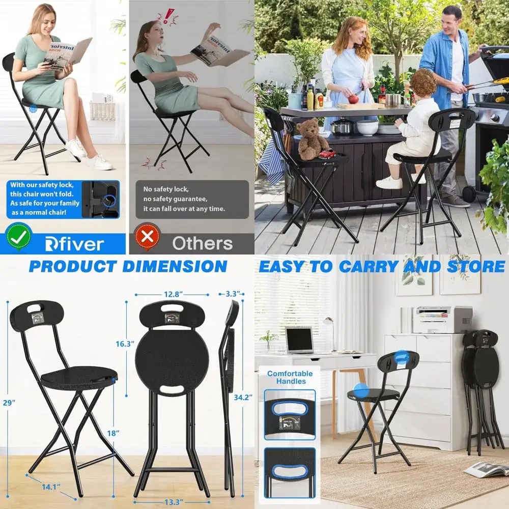 

Прочный складной стул-табурет 18 дюймов для взрослых с ручкой, портативный и удобный