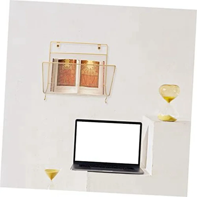 MAKE-1 조각 철 책 랙 금속 신문 랙 벽 보관 선반 사무실 간단한 스타일 흰색