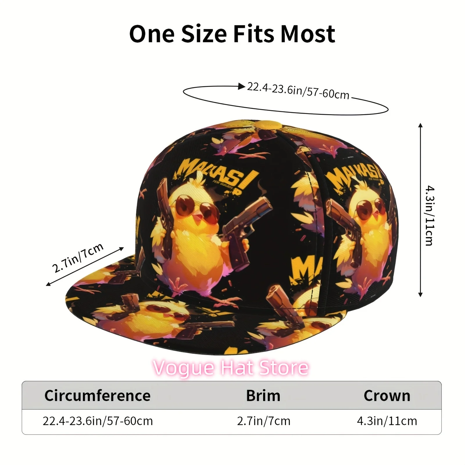 Adjustable Snapback Baseball Cap - Breathable Polyester, Lightweight & Stylish for Running,Cartoon yellow chick pattern