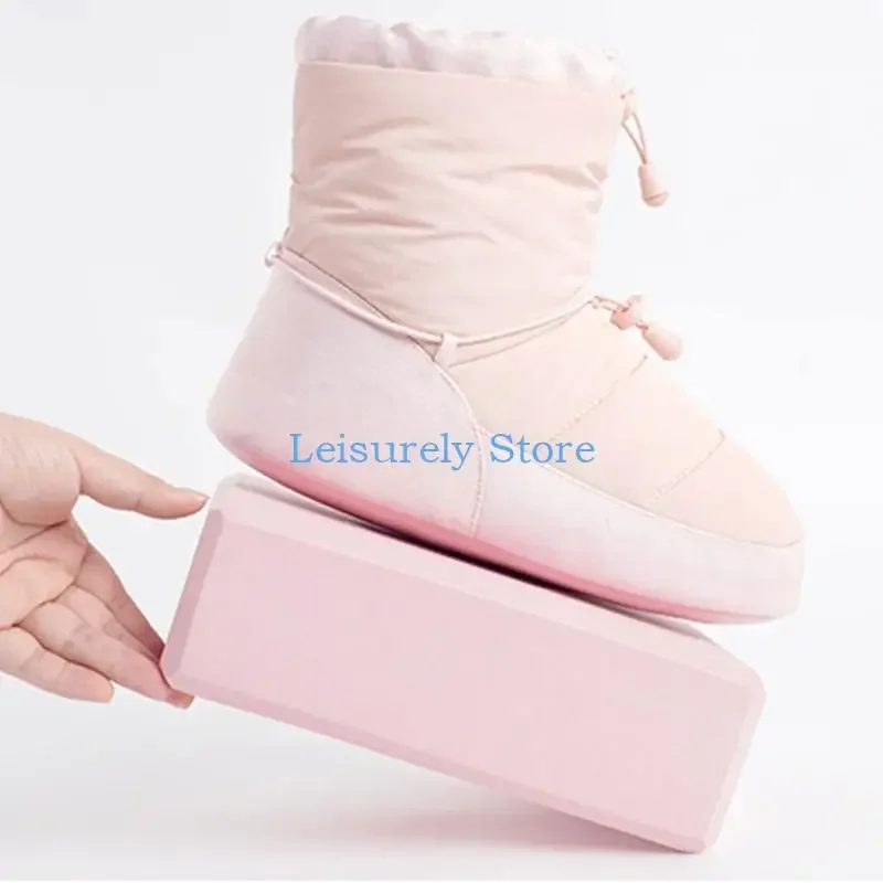 Winter Dance Boot Women Ballet Shoes Warm Ballet Boot with Elastic Band Warms Up Bootie Ankle Boot Dance Cotton Shoes 24BD