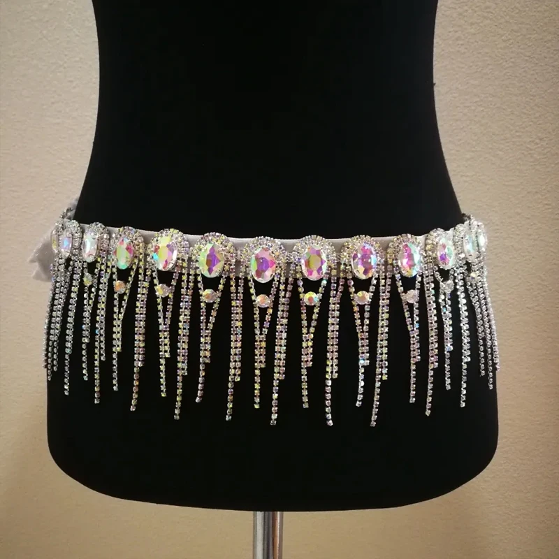 

Belly Dance Waist Chain Women Dance Performance Accessories Pendants Rhinestone Sexy Water Diamond Tassel Colorful Diamond Belt