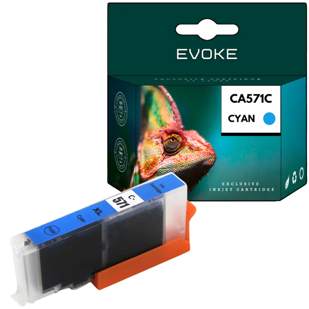 Evoke compatibele inkt voor Canon Cli-571Xl Cli571Xl 0332C001 Cli571C Cyaan 12 ml 760 pagina's Pixma Mg5750 5751 5752 5753 6850 6851 6852 6853 7750 7751 7752 7753; Ts5050 5051 5053 5055 6050 6051 6052