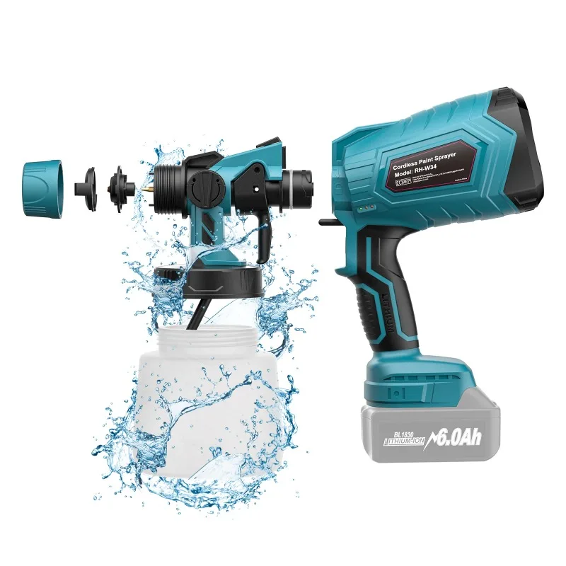 

Portable 21V Lithium Battery Paint Spray Gun High Power Electric Sprayer For Interior Exterior Wall Furniture Coating Job