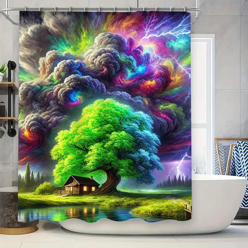 

Stunning Tiger Print Shower Curtain High-Quality Fabric with Anti-Bacterial Coating for Bathroom Decor Perfect Gift Idea