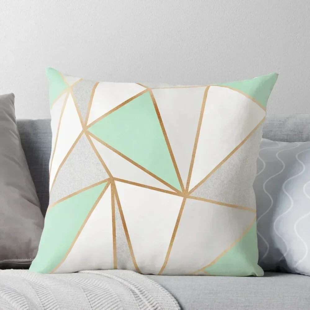 

Mint Green, Grey & Gold Geo Throw Pillow autumn pillowcase Custom Cushion Photo Covers For Sofas pillow