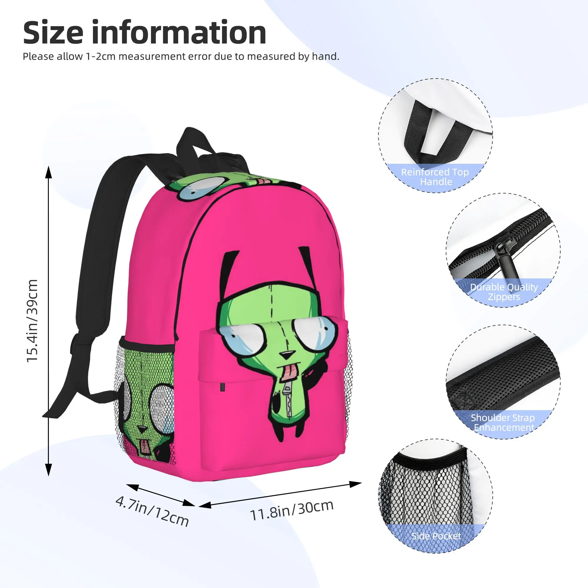 Invader Zim Madness Backpack Hot Sale Daypack Large Capacity Boys Girls BookBag Shoulder Bags for Men Women School Bag