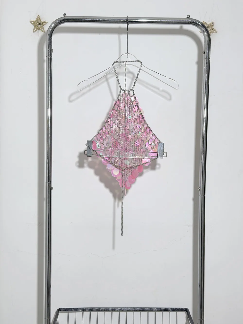 Sexy halter metal sequin Crop top women 2025 summer see through shiny Club rave outfits beach party tank top y2k streetwear Tops