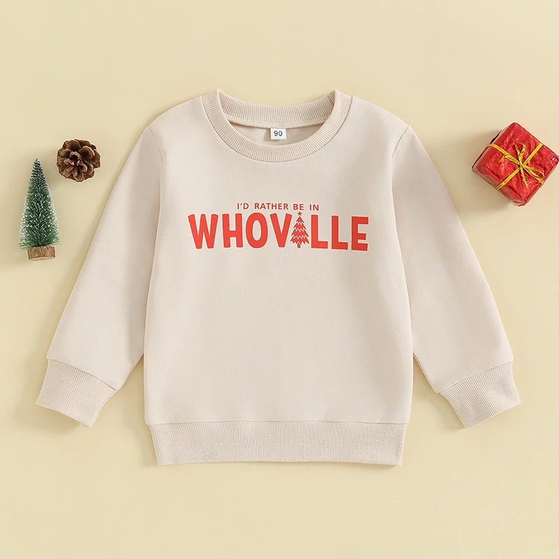 Lioraitiin 0-5Y  Toddler Girls Boys Christmas T Shirts Letter Printed Long Sleeve Pullover Autumn Sweatshirt