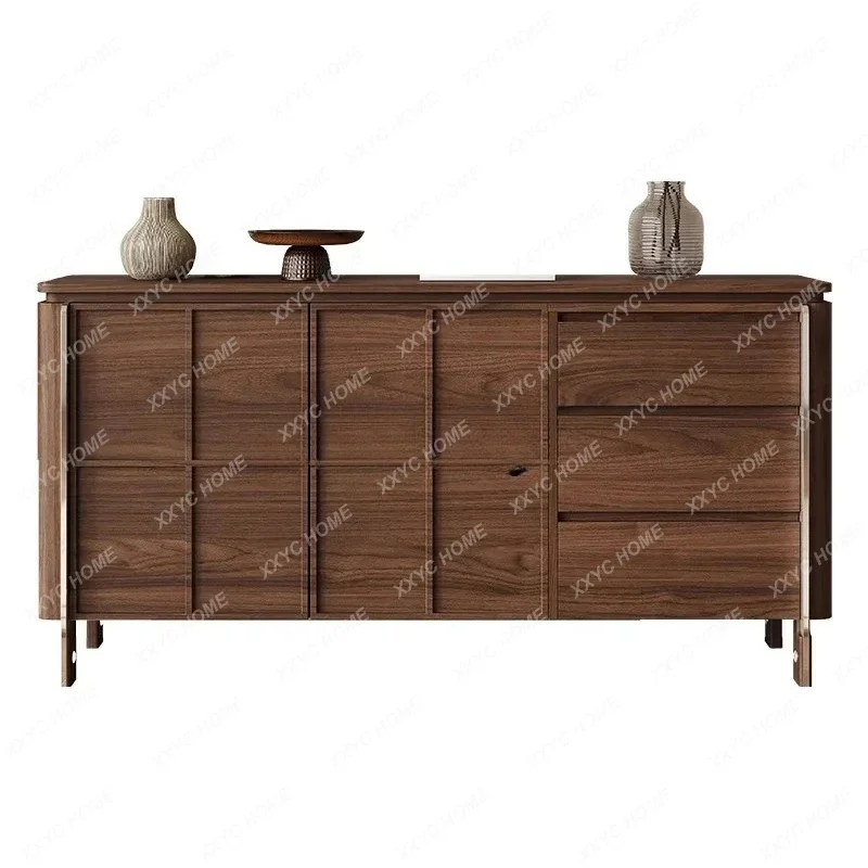 

All solid wood dining side cabinet, antique walnut partition cabinet, villa living room storage cabinet