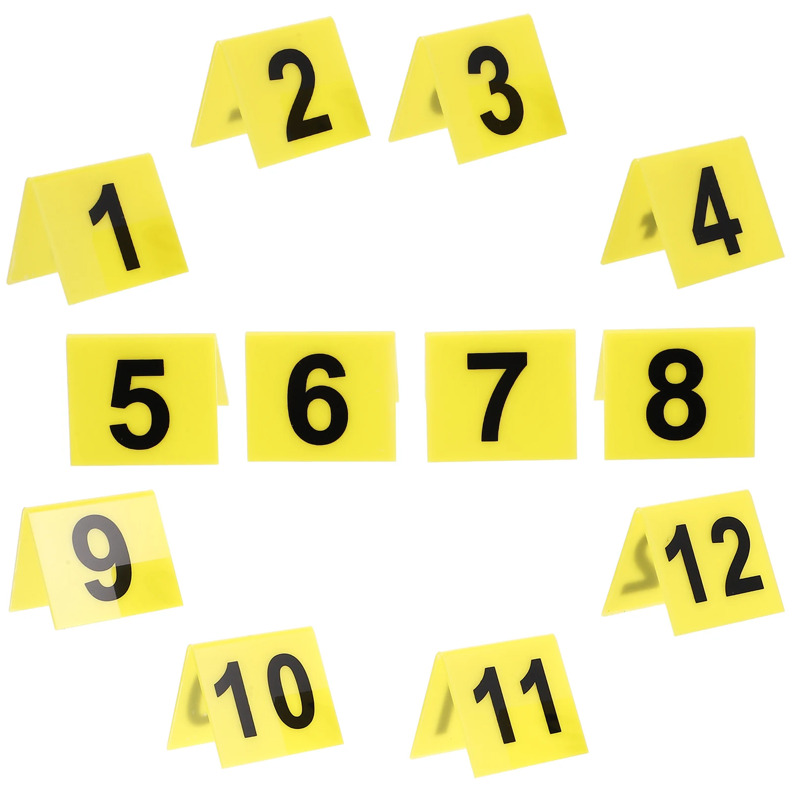 

12pcs Crime Number Markers V-Shaped Acrylic Numbered Tents Sign Detective Party Supplies Game Theme Decorations Reusable