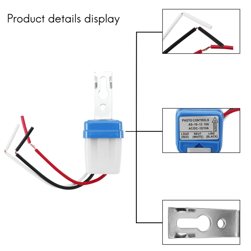 Sensor Switch AC DC 12V Street Lights Automatic Control Light Light Day And Night Detection Control Bright Dark Town Countryside