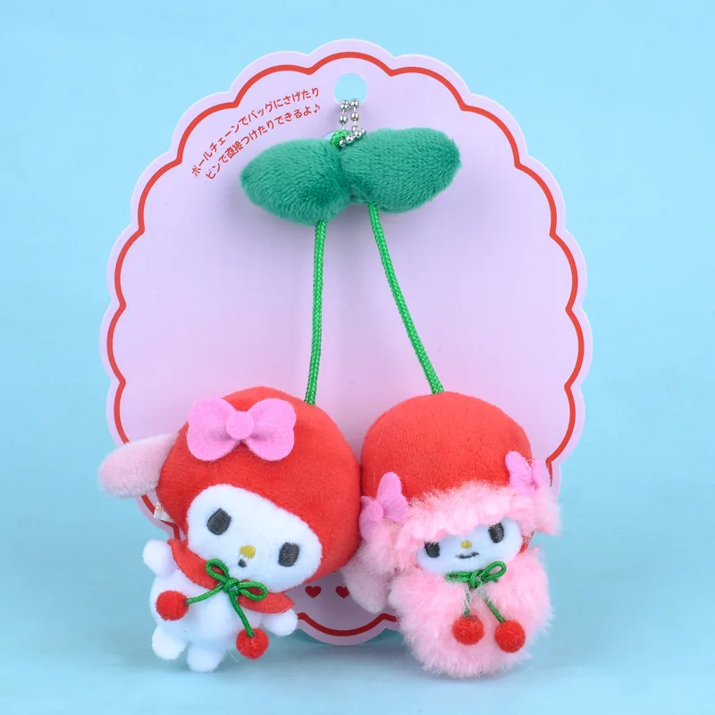 Sanrio Cherry Series Doll Bag Ciondolo Hello Kitty Cinnamoroll Kuromi Cute Cartoon Figure Doll Portachiavi Ragazze Fascino Regalo di Natale