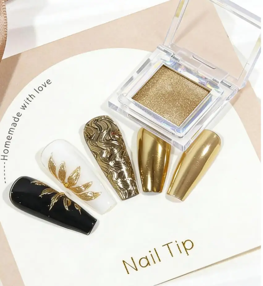 Solid Magic Mirror Gold Chrome Powder Nail Pigment Ripple Mirror Powder Metal Mirror Effect Nail Art Decors Solid Chrome Powder - view 4