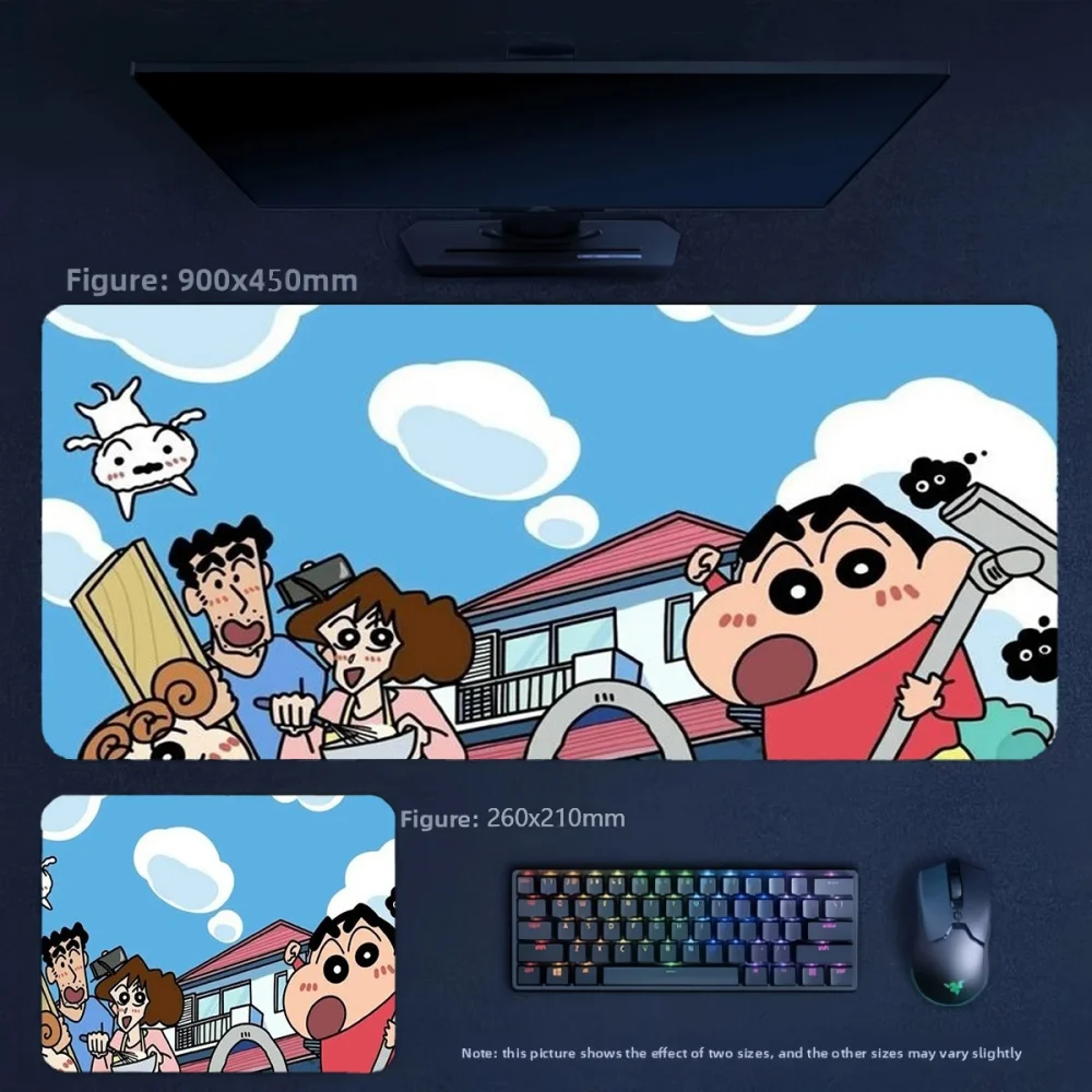 Animation Crayon Shin-chan Leather Non-slip Leather Mouse Pad Office Fashion Animation High Value Large Size 90x45cmTable Mat