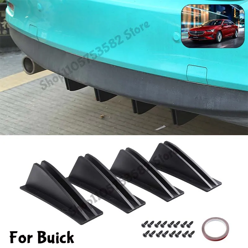 For Buick Rear Bumper Shark Fin Diffuser Carbon Fiber Lip Spoiler Airflow Anti-Collision Protector