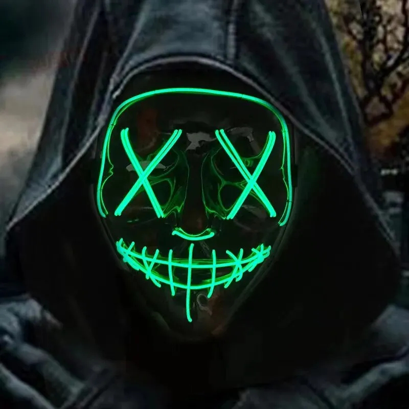 1 Pcs Neon Light Led Bright Toy Mask Black V-shaped Luminous Mask Glowing Mask Shining Toy