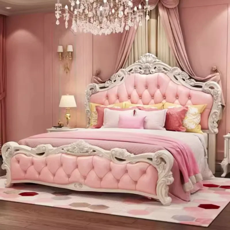 غرفة نوم إطار سرير أوروبي مصمم تخزين وحدات فاخرة على الطراز الأوروبي سرير الجمال منضدة Cama De Casal أثاث الشمال #3