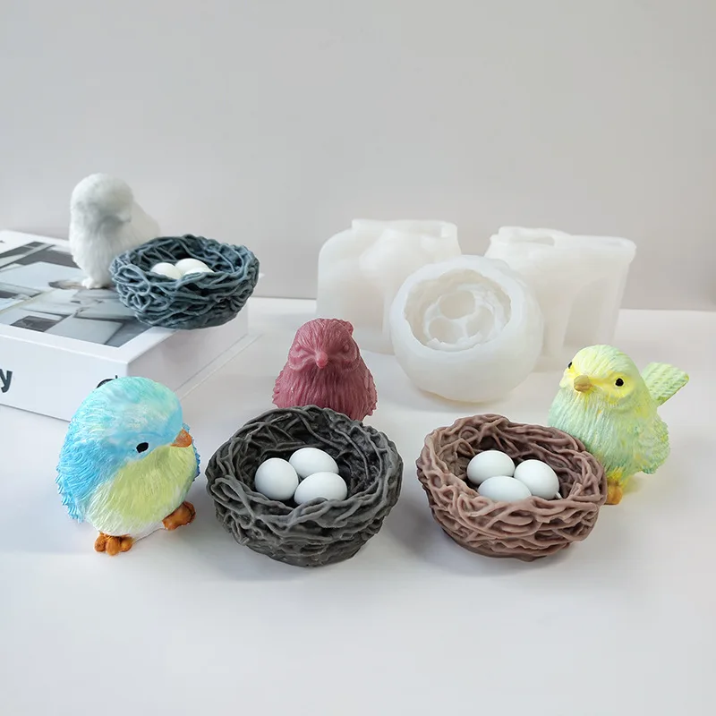 

Three-dimensional Bird Nest Silicone Molds Cute Bird Crafts Decoration DIY Plaster Epoxy Resin Mold Cake Decoration Accessories