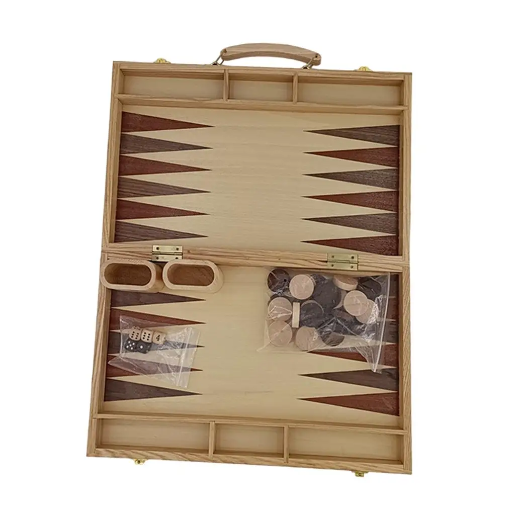 

15 Inch Wood Backgammon Set, Premium Backgammon Board Wooden Case, Game Sets for Adults, Foldable Game