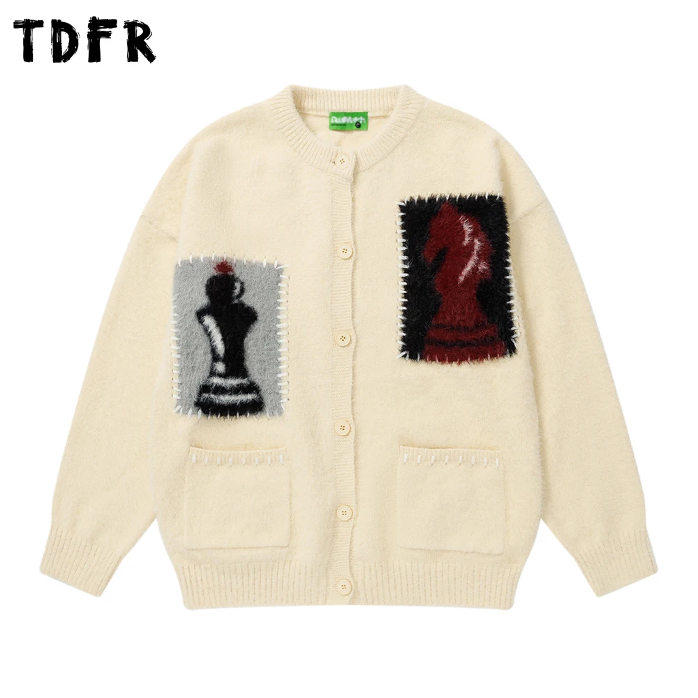 

Карманный жаккардовый свитер, мужской осенне-зимний повседневный свободный однобортный вязаный кардиган в стиле ретро с длинными рукавами