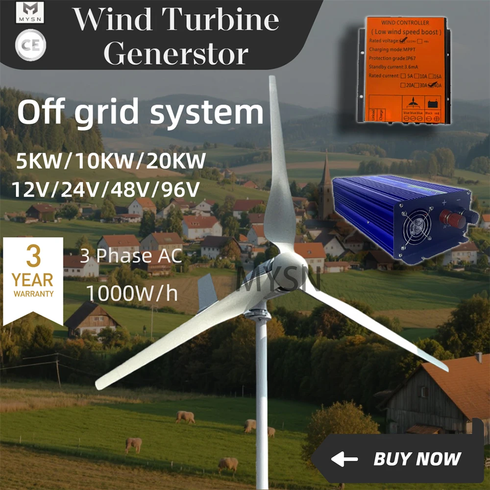 

Low Speed 20KW 10KW Horizontal Wind Turbine Generator 24V 48V High Efficiency Generator Set 5KW Wind Turbine For Homeuse Or Farm
