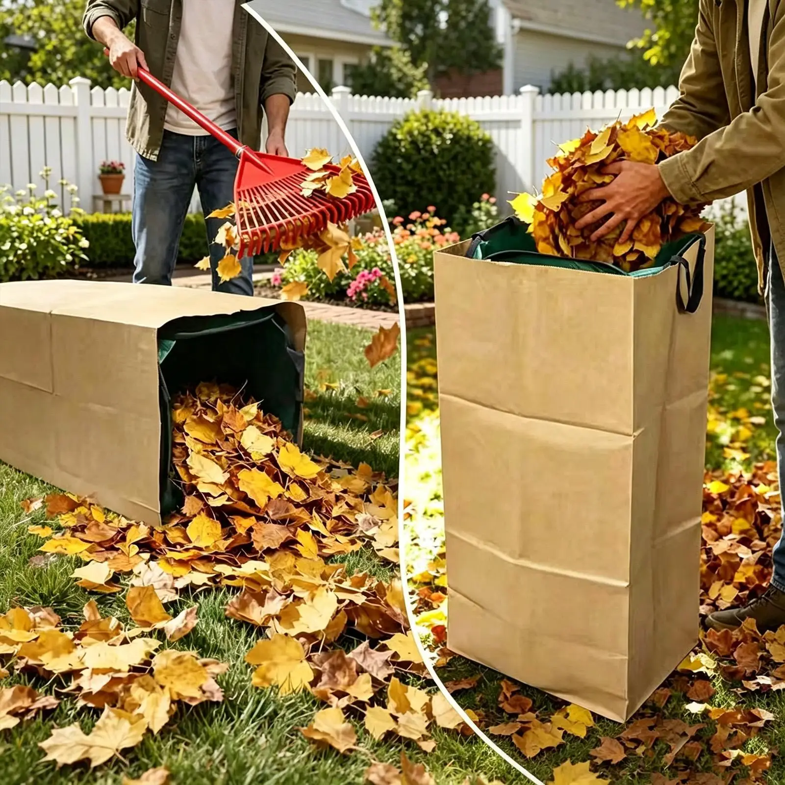 Leaf Bag Garden Bags Foldable Garden Storage Bag, Waterproof Leaf Collector for Yard Lawn Garden Grass Debris Waste Trash
