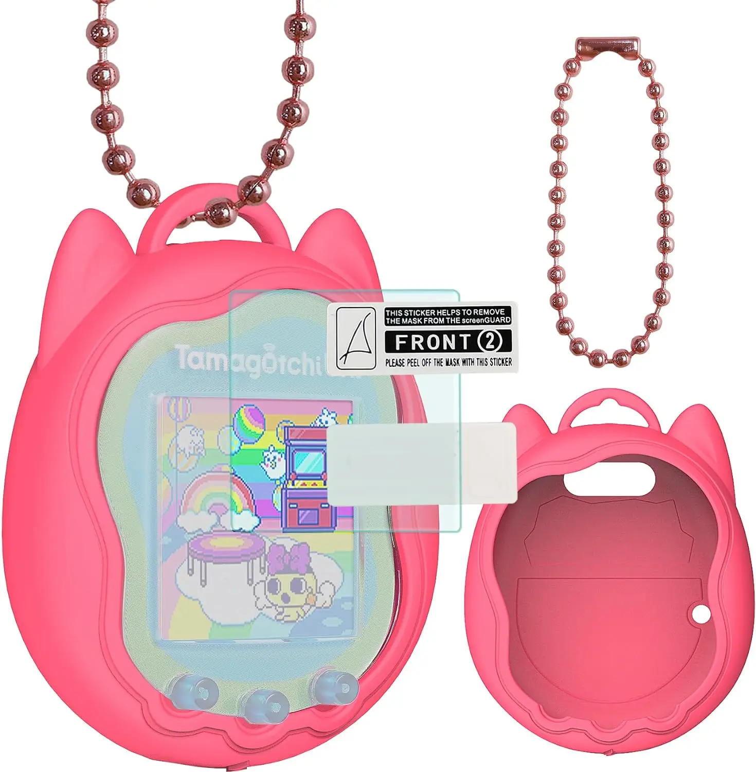 New Soft Silicone Cover Case and Screen Protector Film and Color Chain  for Tamagotchi Uni Pet Accessories