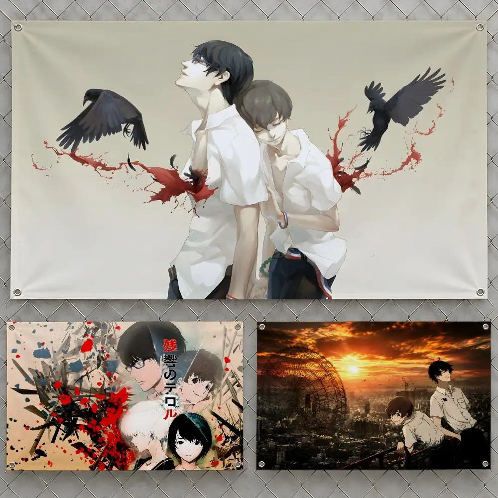 Anime Terror in Resonance Nine Twelve Flags Wall Hanging Flag Banners For Birthday Parties Outdoor Bedroom Dorm Room Decor