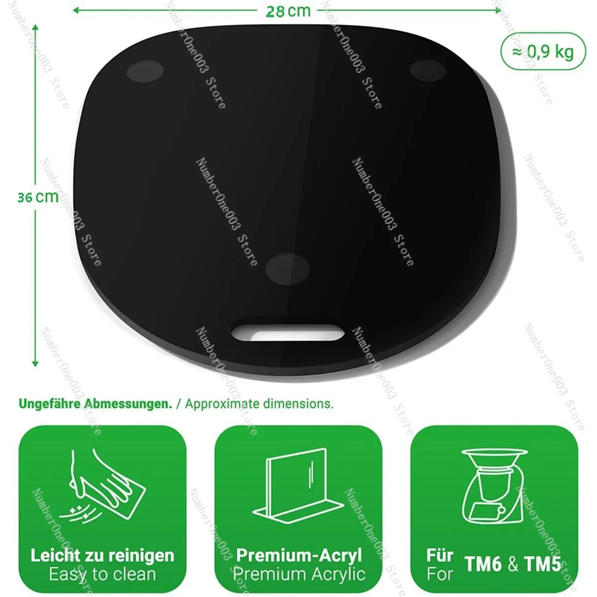 Gliding Board for Thermomix TM6 TM5 Gliders Effortless Moving Acrylic Rolling Board Black