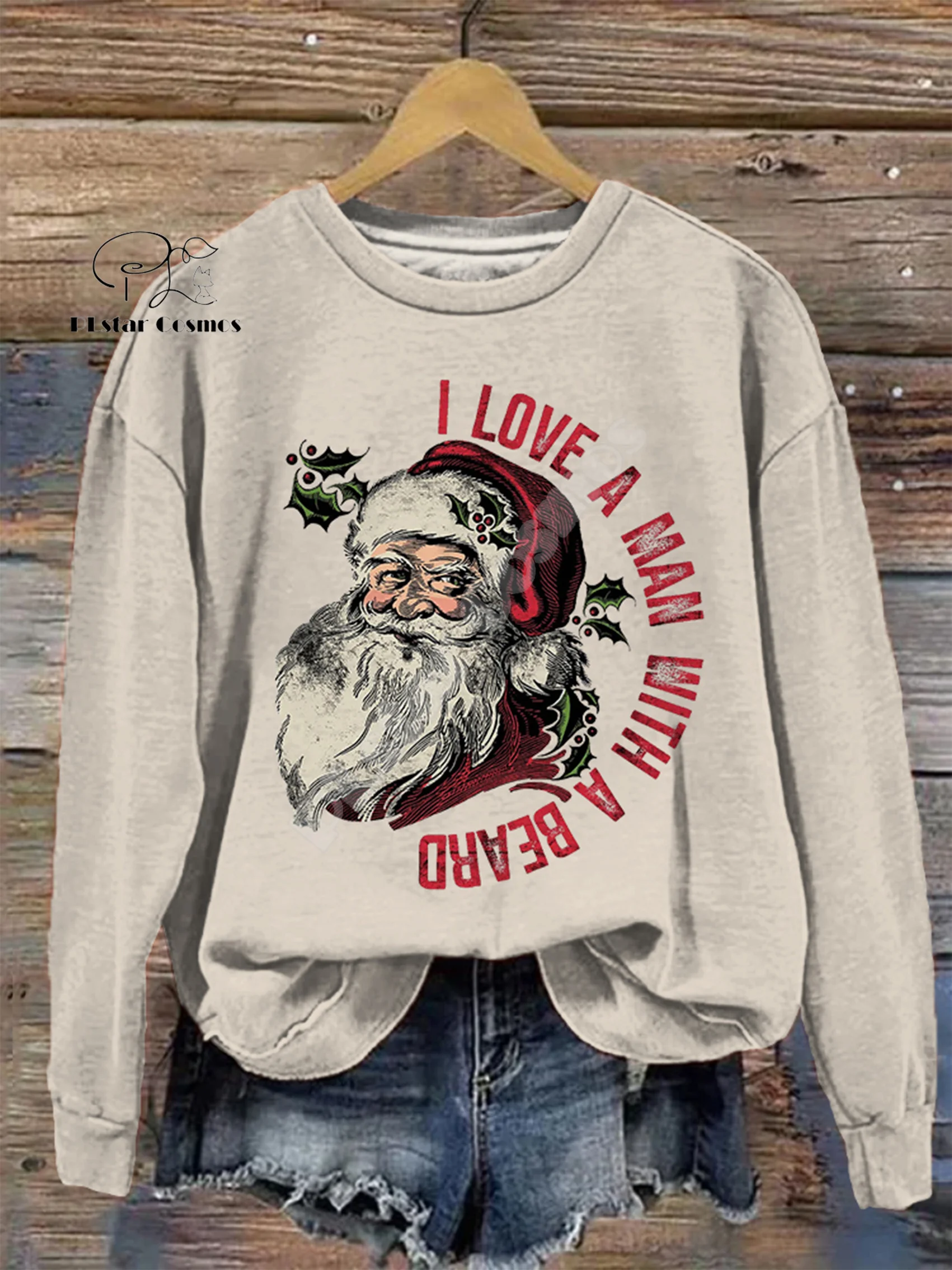 Pull de Noël à manches longues avec impression 3D, pull Harajuku, chat, chien, graffiti, vintage, rétro, hiver, drôle, père Noël, V13