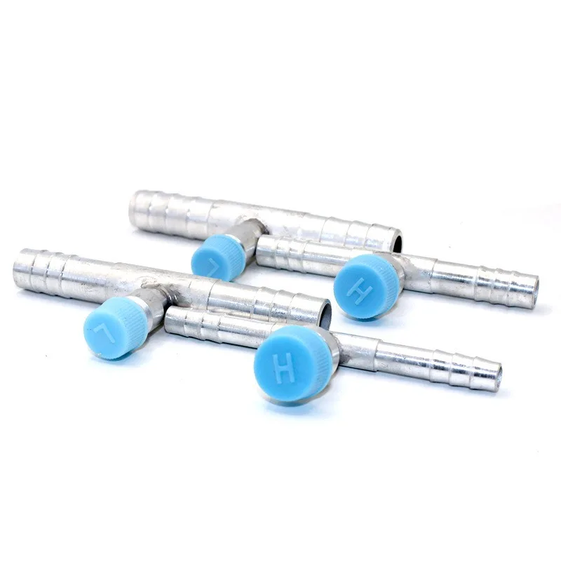 Auto AC Straight Aluminum Fitting with Charging Nozzle OR Seal Crimp Hose Butt Connector