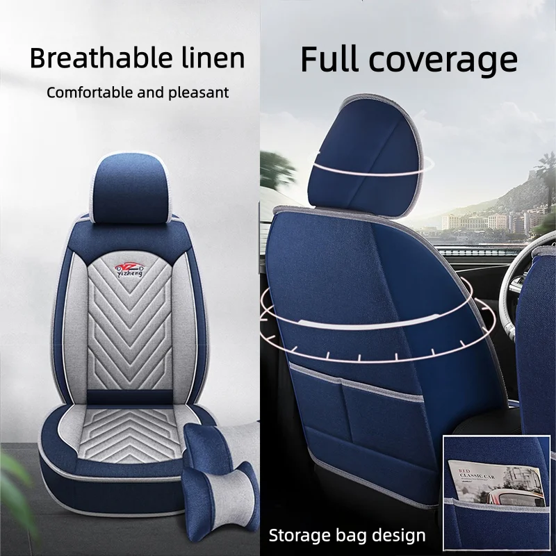 Classic Three-Color Linen Car Seat Cover for Front Single Seat Breathable All-Season Universal Fit for Most Cars Fresh And Cool