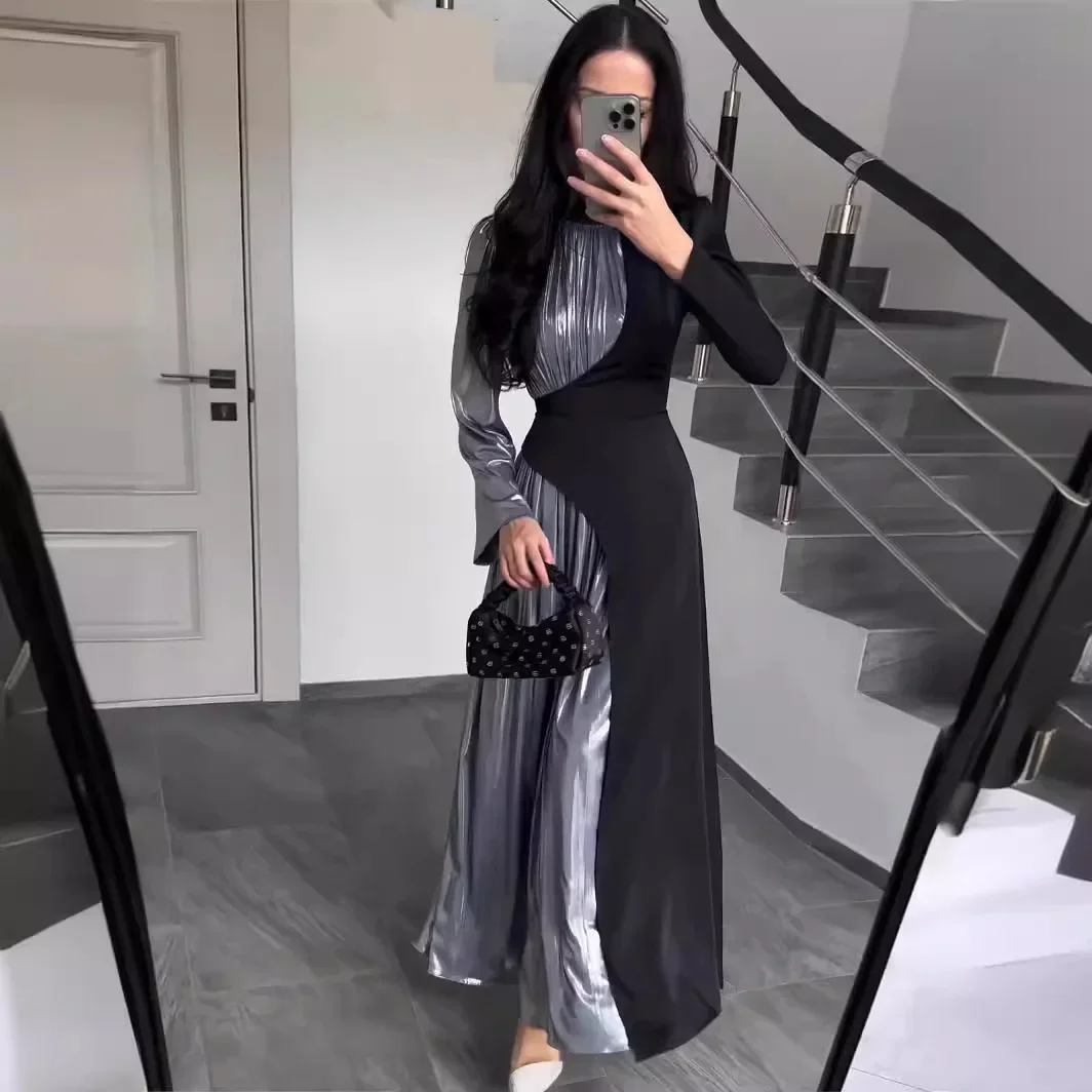 Long Sleeve Muslim Dress Women Vintage Dress for Women Slim-fit Belt Evening Dresses Turkey Arab Dubai Abaya Islamic Clothing