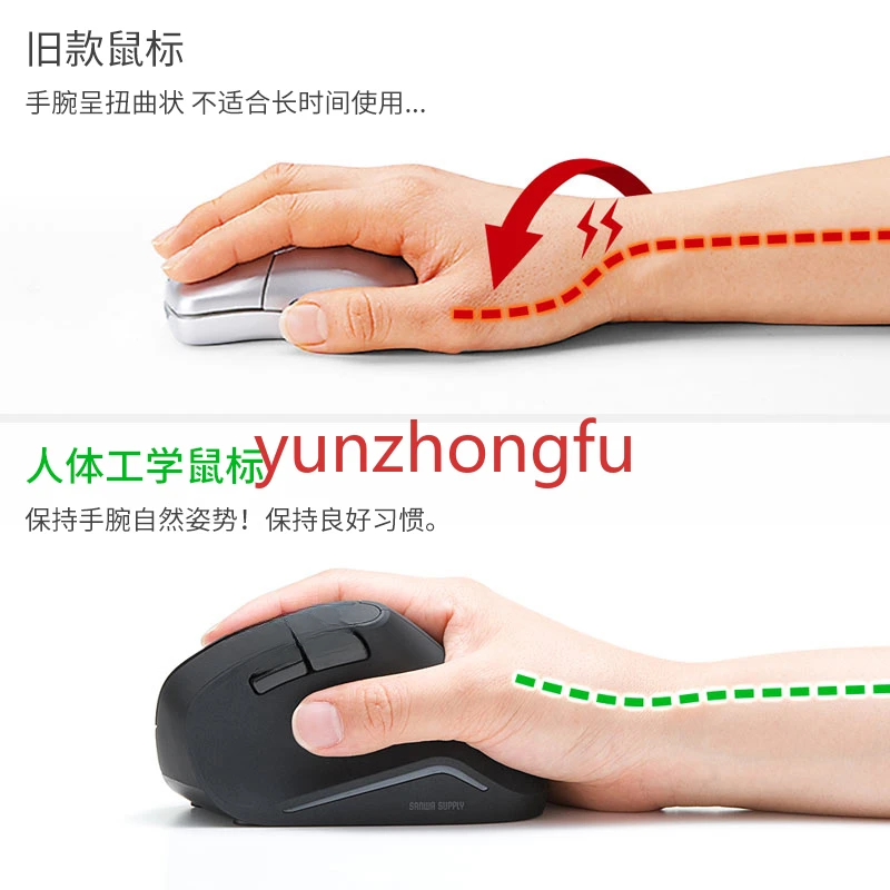 Ergonomic computer vertical grip charging mute large size mouse