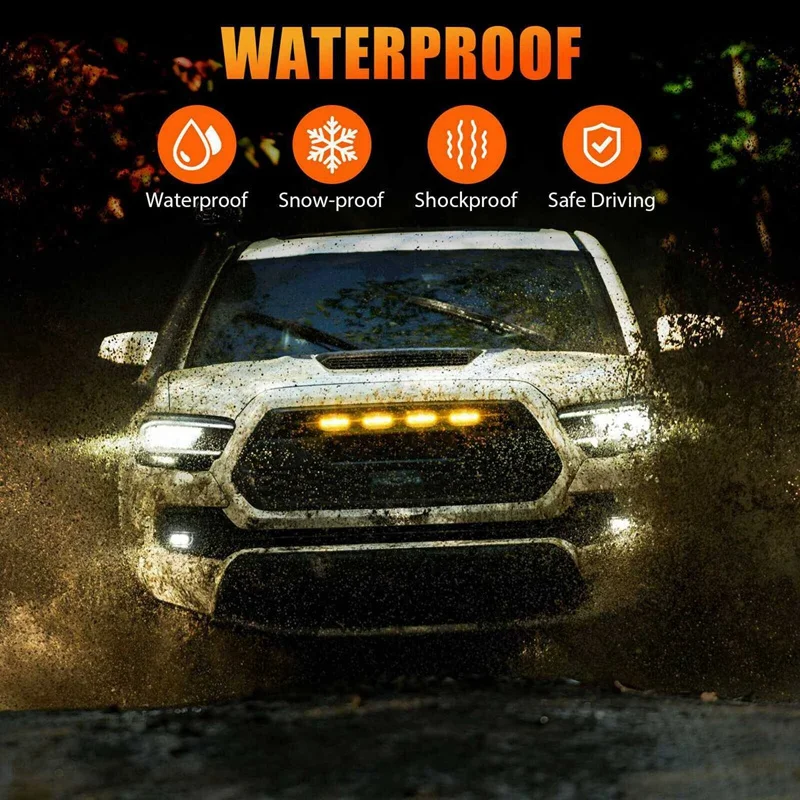 8X Raptor Style Smoked Lens Amber LED Front Grille Running Lights For Ford F-150 F150 2009-2018 - Image 3