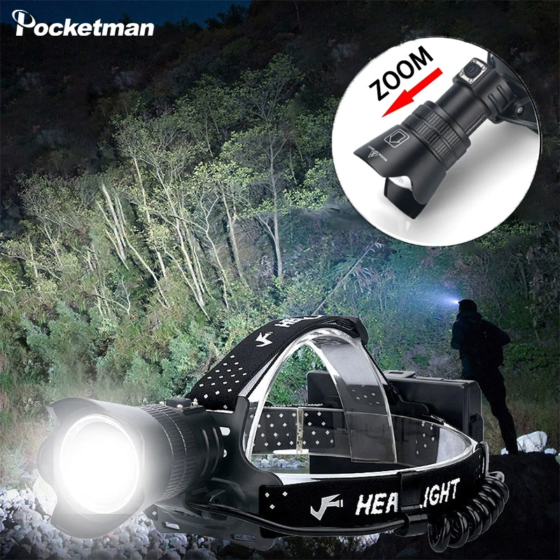 

Powerful P99 LED Headlamp USB Fast Charging Long Range Headlight Telescopic Zoom Head Lamp Waterproof Head Flashlight