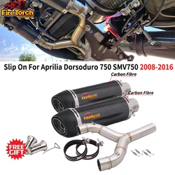 Slip for Aprilia Dorsoduro 750 2008-2016 Smv750 Smv 750 Dorsoduro Dd750 Mid Pipe Espace Moto Connect Carbon Fiber 51Mm Muffler